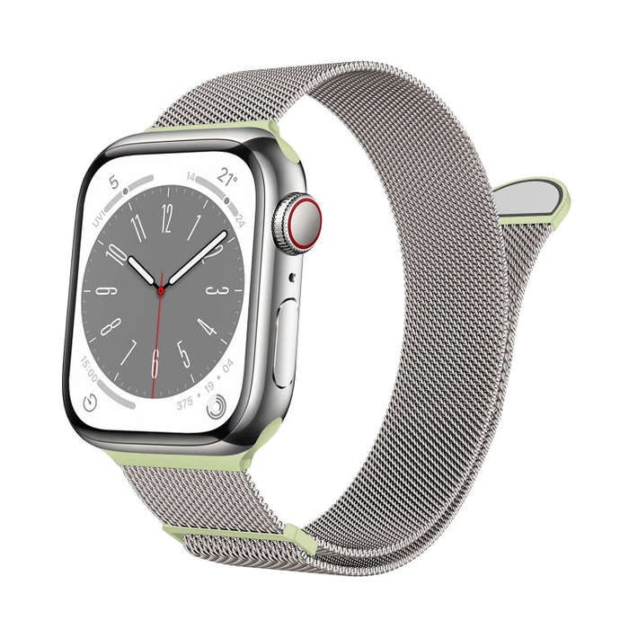 For Apple Watch Ultra 49mm Two Color Milanese Loop Magnetic Watch Band(Starlight Green)
