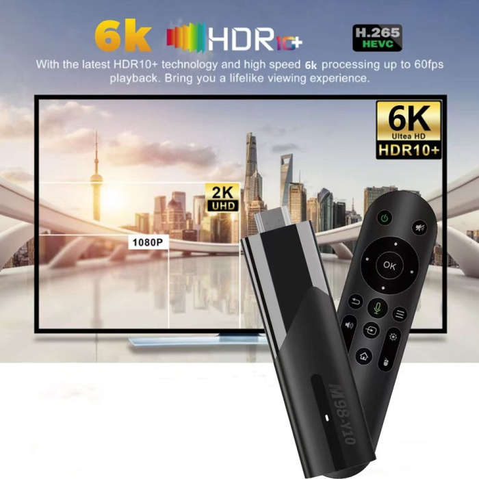 M98-Y10 Allwinner H618 Quad-Core ARM Cortex A53 6K HD Android TV Stick, RAM:2GB+16GB(AU Plug)