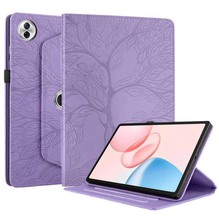 For Honor Pad 10 Tree Life Embossed Rotation Leather Tablet Case(Purple)