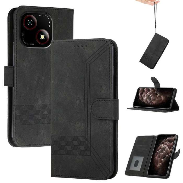 For ZTE Blade A35e 4G Cubic Skin Feel Flip Leather Phone Case(Black)