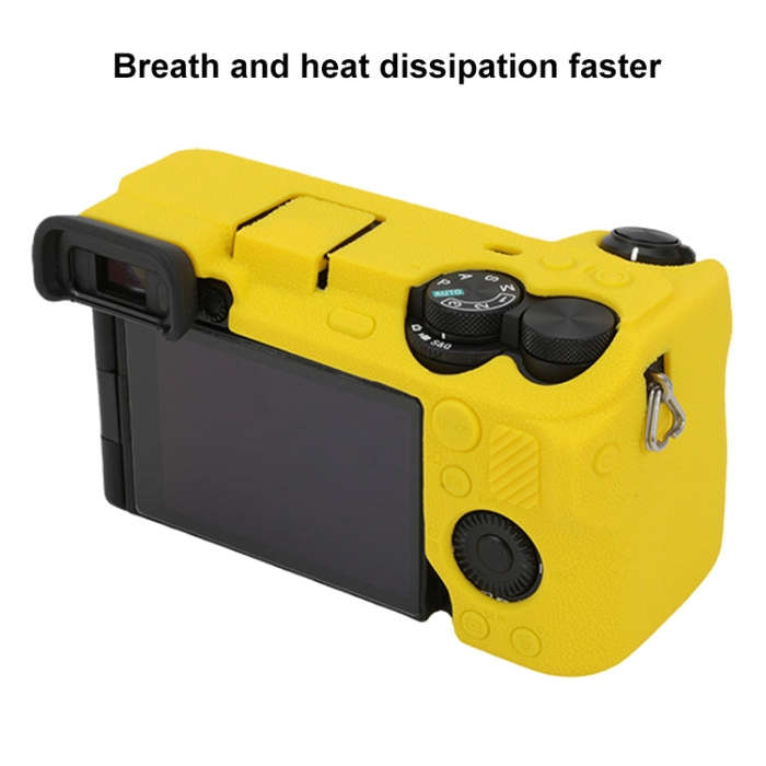 For Sony ILCE-6700 / A6700 Litchi Texture Soft Silicone Protective Case(Yellow)