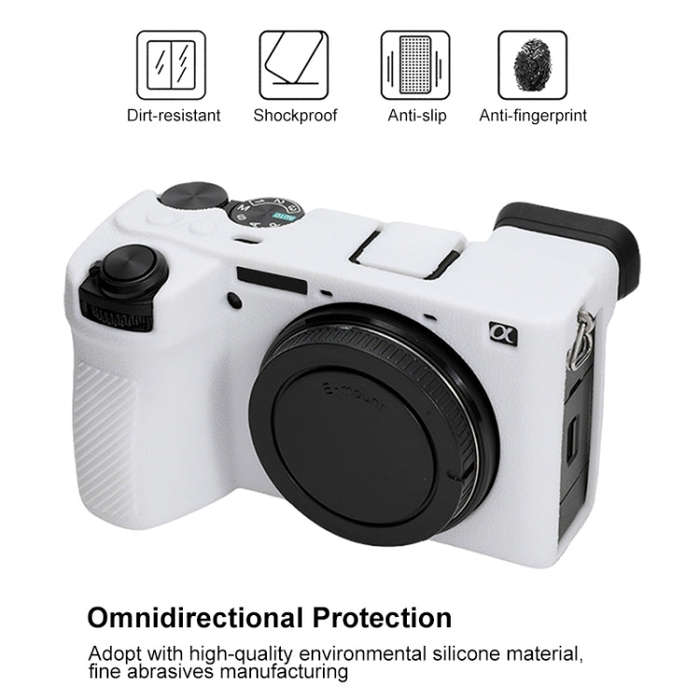 For Sony ILCE-6700 / A6700 Litchi Texture Soft Silicone Protective Case(White)