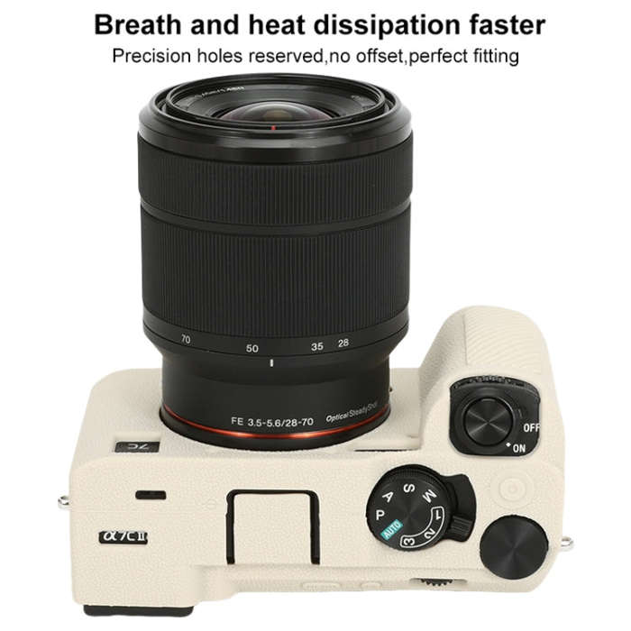 For Sony ILCE-7CM2 / A7C II / A7CR Litchi Texture Soft Silicone Protective Case(White)