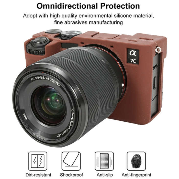 For Sony ILCE-7CM2 / A7C II / A7CR Glossy Soft Silicone Protective Case(Coffee)