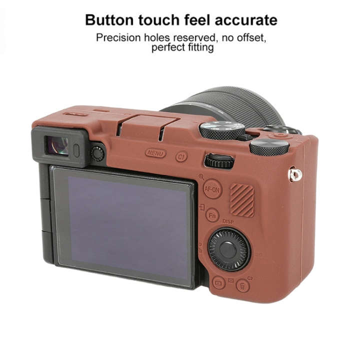 For Sony ILCE-7CM2 / A7C II / A7CR Glossy Soft Silicone Protective Case(Coffee)