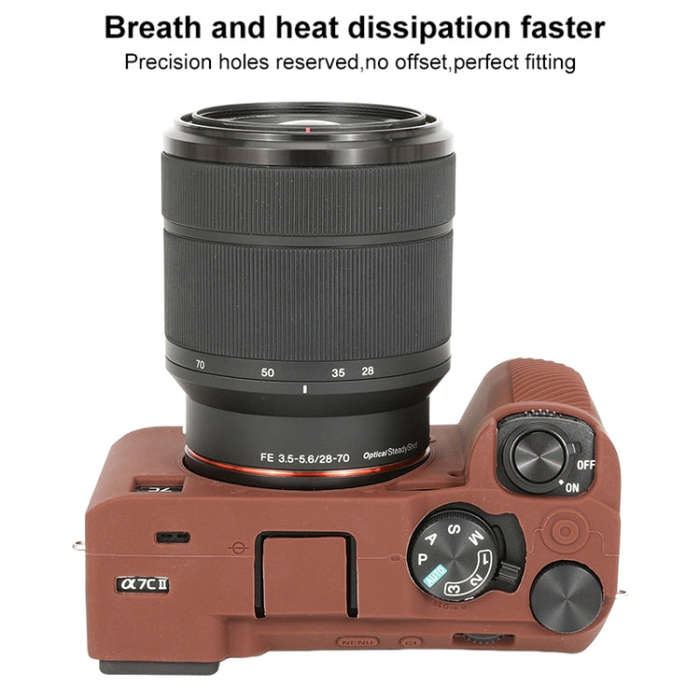 For Sony ILCE-7CM2 / A7C II / A7CR Glossy Soft Silicone Protective Case(Coffee)