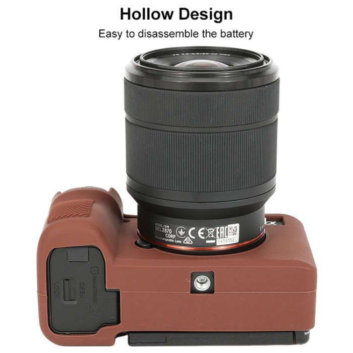 For Sony ILCE-7CM2 / A7C II / A7CR Glossy Soft Silicone Protective Case(Coffee)