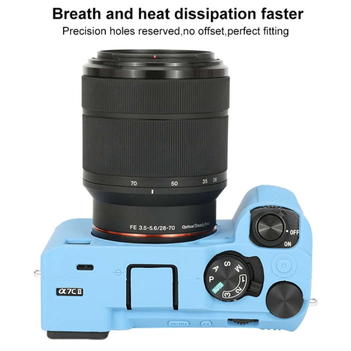 For Sony ILCE-7CM2 / A7C II / A7CR Glossy Soft Silicone Protective Case(Blue)
