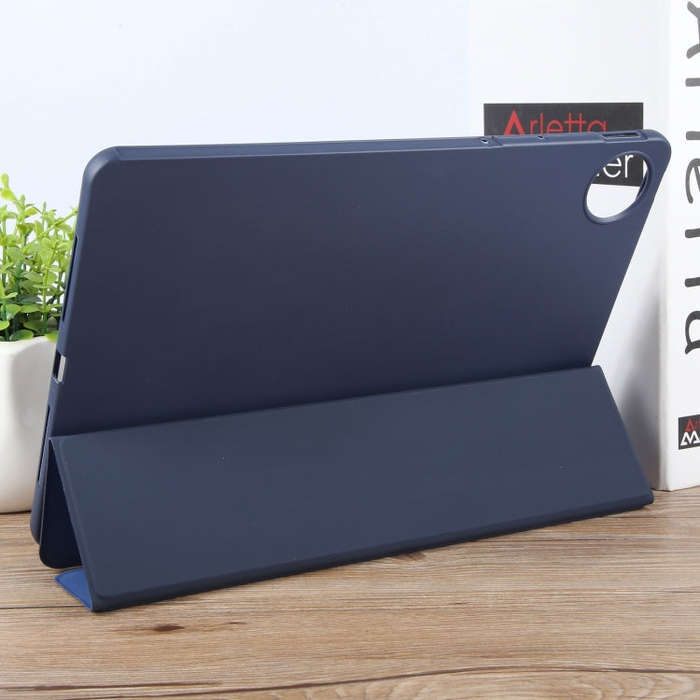 For Huawei MatePad Pro 13.2 Tri-fold Silicone Leather Tablet Case(Dark Blue)