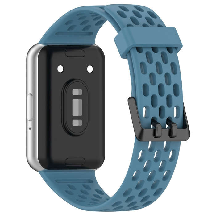 For Samsung Galaxy Fit 3 Hole Style Dual Buckle Silicone Watch Band(Blue)