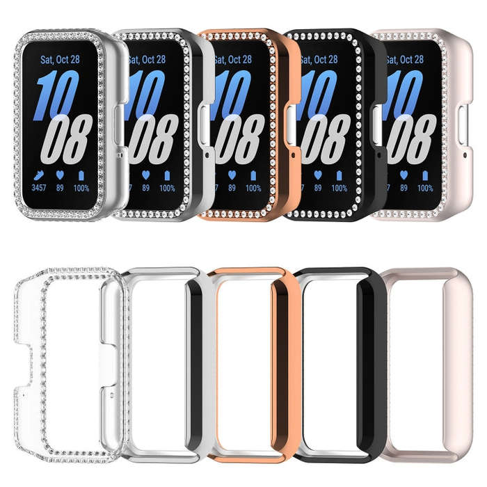 For Samsung Galaxy Fit 3 Diamond Half Pack Hollow PC Watch Protective Case(Starlight)