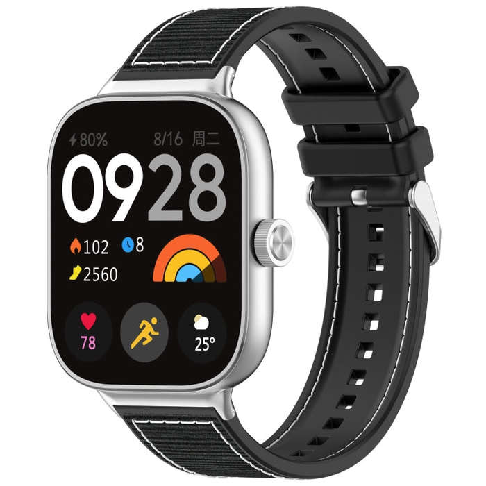 For Xiaomi Smart Band 9 Pro / 8 Pro Ordinary Buckle Hybrid Nylon Braid Silicone Watch Band(Black)