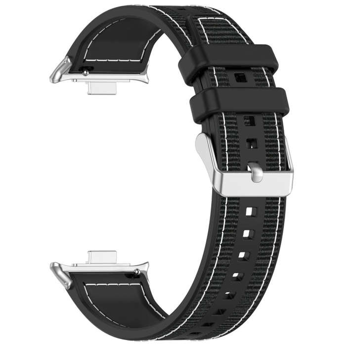 For Xiaomi Smart Band 9 Pro / 8 Pro Ordinary Buckle Hybrid Nylon Braid Silicone Watch Band(Black)