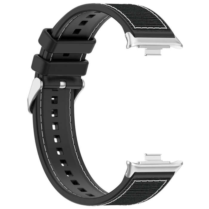 For Xiaomi Smart Band 9 Pro / 8 Pro Ordinary Buckle Hybrid Nylon Braid Silicone Watch Band(Black)