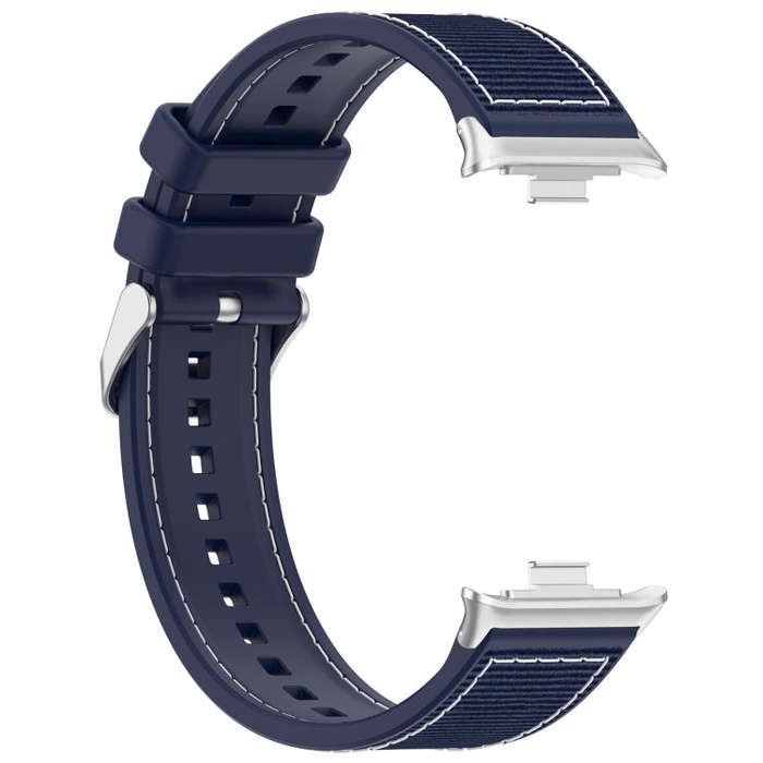 For Xiaomi Smart Band 9 Pro / 8 Pro Ordinary Buckle Hybrid Nylon Braid Silicone Watch Band(Midnig...