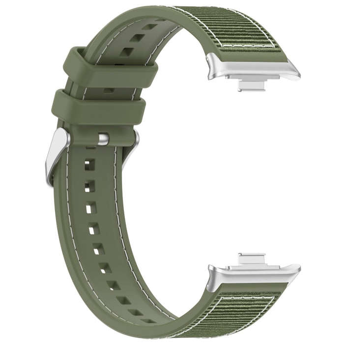 For Xiaomi Smart Band 9 Pro / 8 Pro Ordinary Buckle Hybrid Nylon Braid Silicone Watch Band(Green)