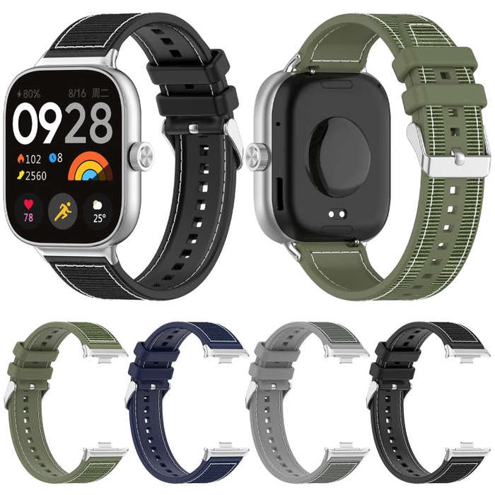 For Xiaomi Smart Band 9 Pro / 8 Pro Ordinary Buckle Hybrid Nylon Braid Silicone Watch Band(Black)