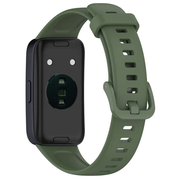 For Huawei Band 10 / 9 / 8 Solid Color Colorful Buckle Silicone Watch Band(Dark Green)