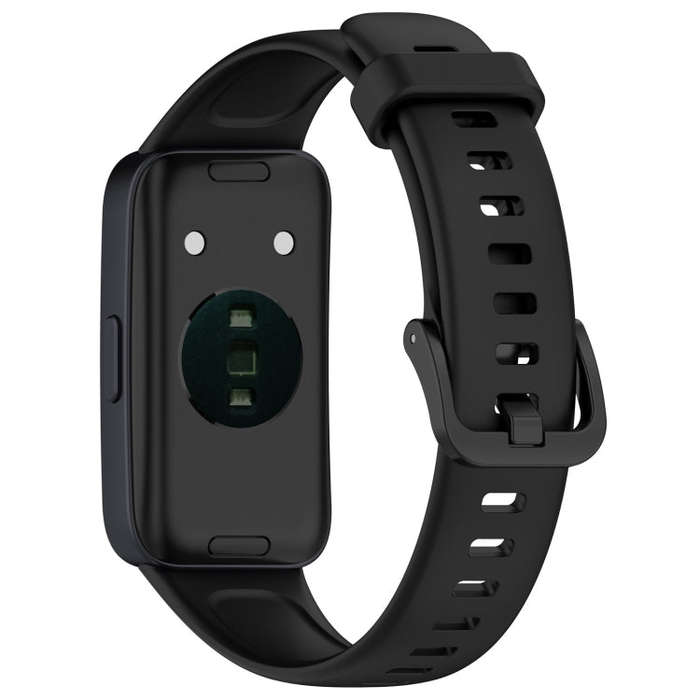 For Huawei Band 10 / 9 / 8 Solid Color Colorful Buckle Silicone Watch Band(Black)