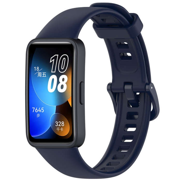 For Huawei Band 10 / 9 / 8 Solid Color Colorful Buckle Silicone Watch Band(Ink Blue)