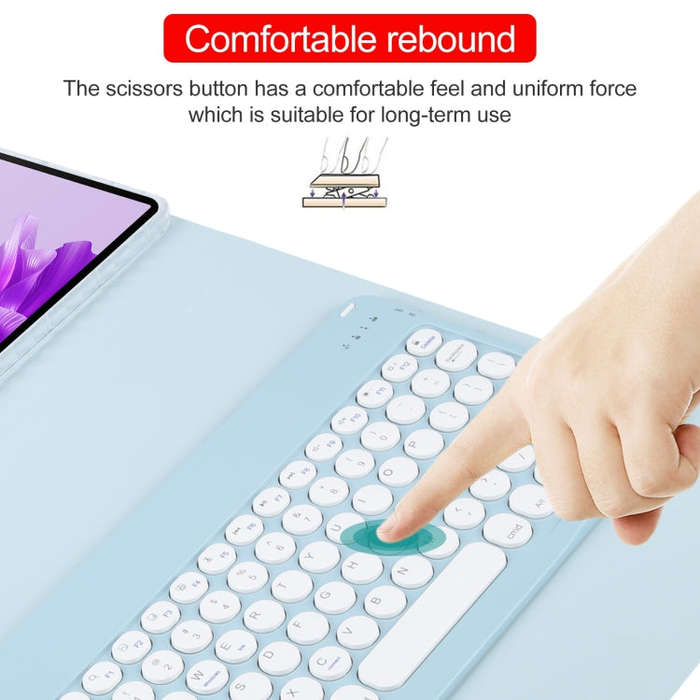 For Huawei MatePad Air 11.5 Round Button Bluetooth Keyboard Rotatable Holder Leather Case(Sky Blue)