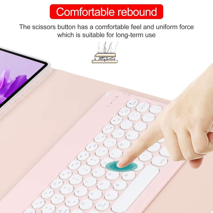 For Huawei MatePad Air 11.5 Round Button Bluetooth Keyboard Rotatable Holder Leather Case(Rose Gold)