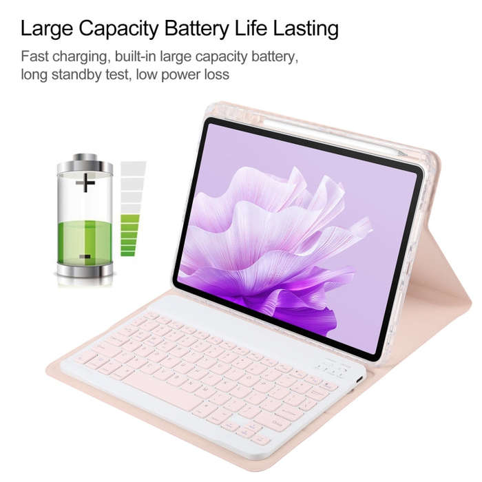 For Huawei MatePad Air 11.5 Square Button Bluetooth Keyboard Rotatable Holder Leather Case(Rose G...