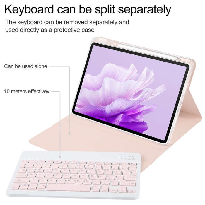 For Huawei MatePad Air 11.5 Square Button Bluetooth Keyboard Rotatable Holder Leather Case(Rose G...