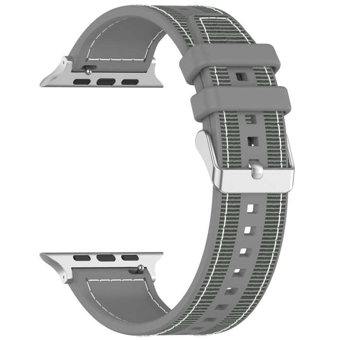 For Apple Watch Series 9 41mm Ordinary Buckle Hybrid Nylon Braid Silicone Watch Band(Grey)