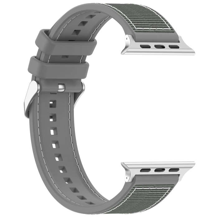 For Apple Watch Series 9 41mm Ordinary Buckle Hybrid Nylon Braid Silicone Watch Band(Grey)