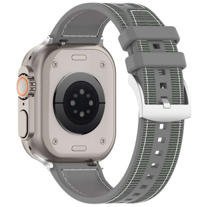 For Apple Watch Series 9 45mm Official Buckle Hybrid Nylon Braid Silicone Watch Band(Grey)