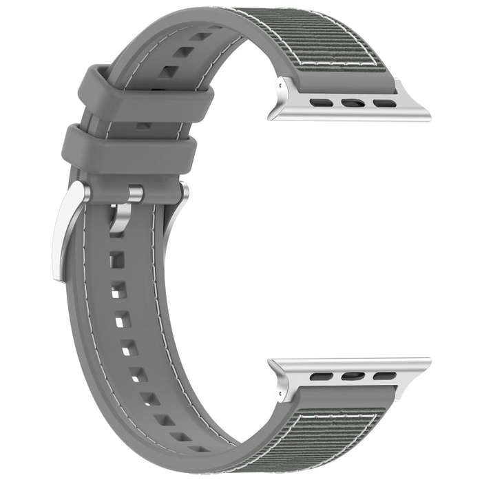 For Apple Watch Series 9 45mm Official Buckle Hybrid Nylon Braid Silicone Watch Band(Grey)