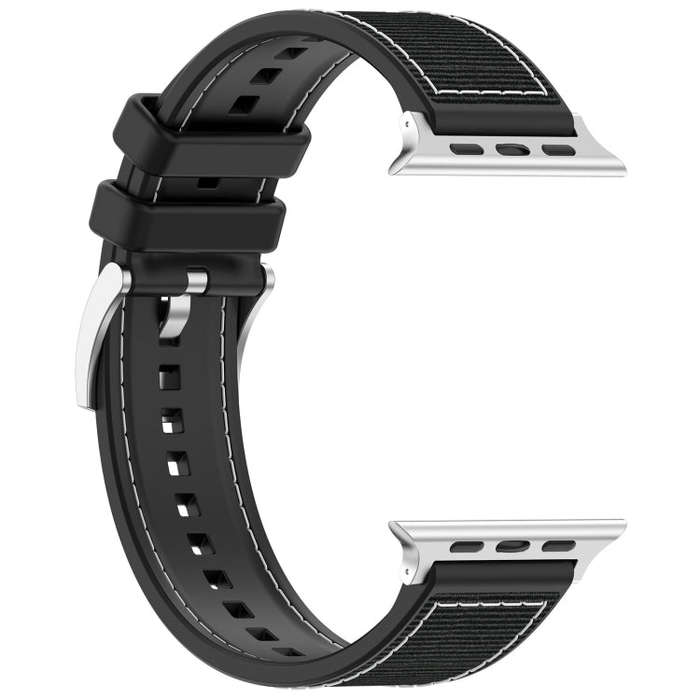 For Apple Watch Series 4 40mm Official Buckle Hybrid Nylon Braid Silicone Watch Band(Black)