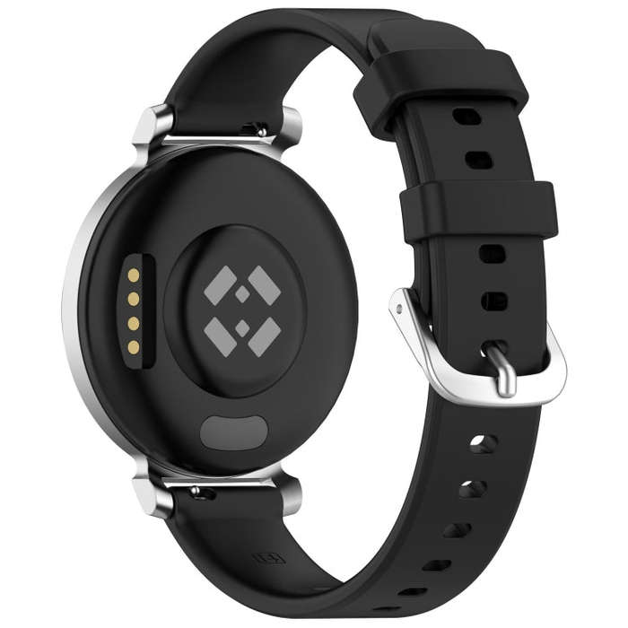 For Garmin Lily 2 14mm Silver Buckle Silicone Watch Band Wristband(Black)
