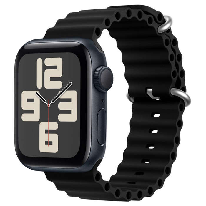 For Apple Watch SE 2023 44mm ZGA Ocean Silicone Watch Band(Black)
