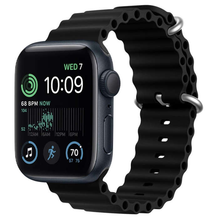 For Apple Watch SE 2022 44mm ZGA Ocean Silicone Watch Band(Black)