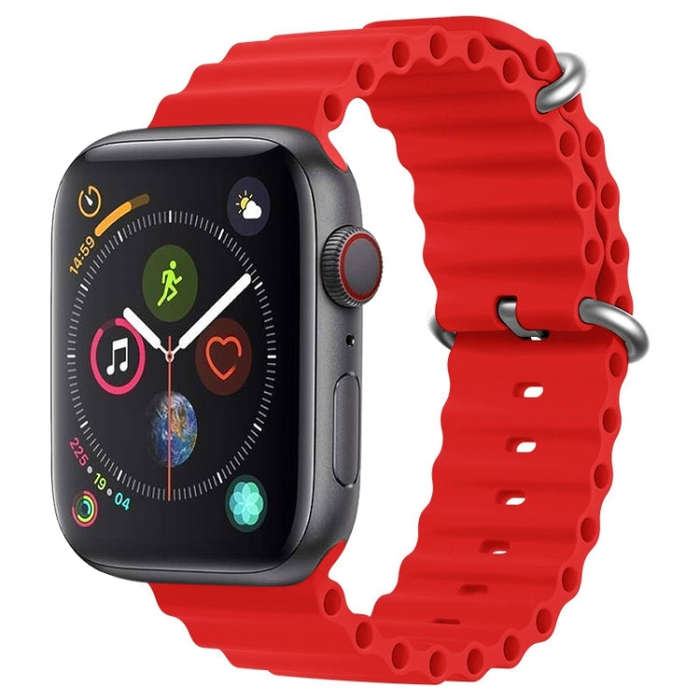 For Apple Watch Series 4 44mm ZGA Ocean Silicone Watch Band(Red)