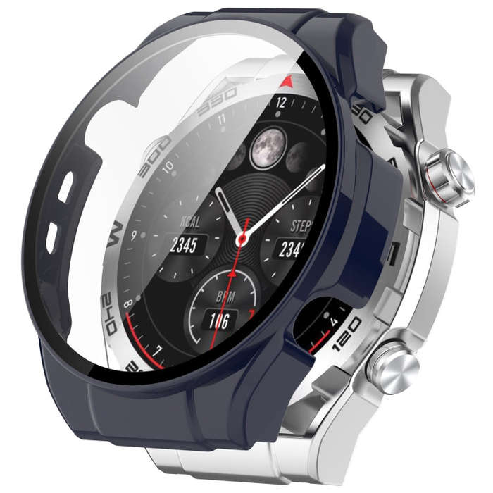 For Xiaomi Haylou Watch R8 PC + Tempered Film Integrated Watch Protective Case(Ink Blue)