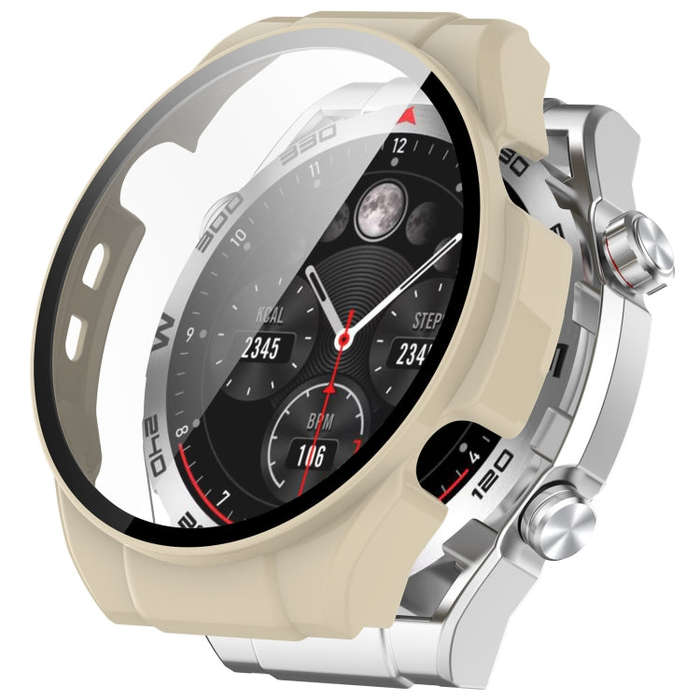 For Xiaomi Haylou Watch R8 PC + Tempered Film Integrated Watch Protective Case(Ivory White)