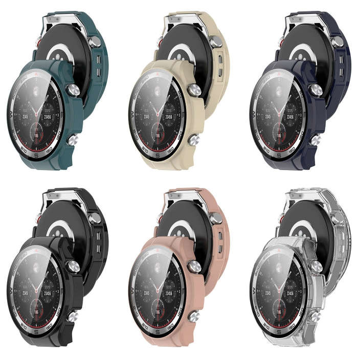 For Xiaomi Haylou Watch R8 PC + Tempered Film Integrated Watch Protective Case(Pink)