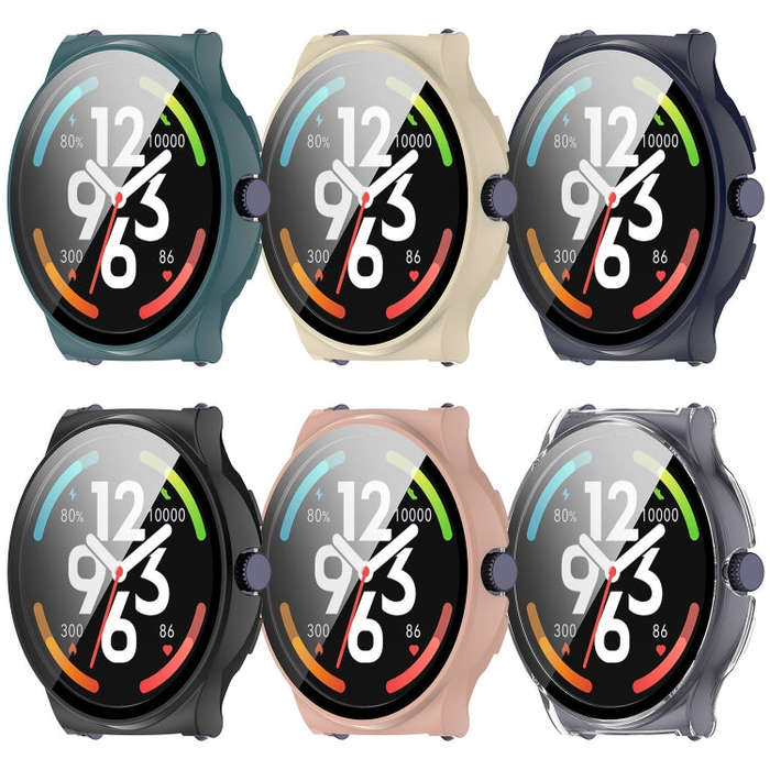 For Xiaomi Haylou Solar Lite R001 PC + Tempered Film Integrated Watch Protective Case(Ink Blue)