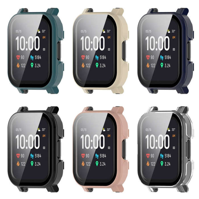 For Xiaomi Haylou Watch 2 LS02 PC + Tempered Film Integrated Watch Protective Case(Ink Blue)