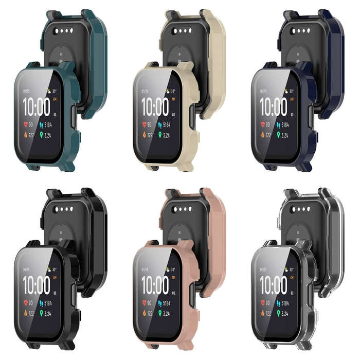 For Xiaomi Haylou Watch 2 LS02 PC + Tempered Film Integrated Watch Protective Case(Ink Blue)