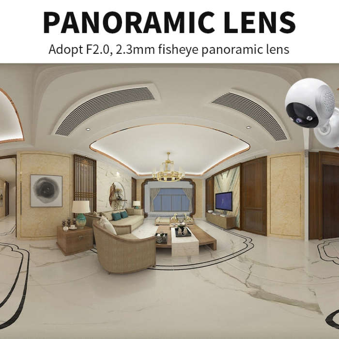 CM-I310M 3MP 180 Degree Panoramic Smart PTZ WiFi Surveillance Camera, UK Plug(White)