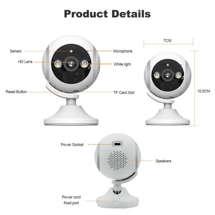 CM-I310M 3MP 180 Degree Panoramic Smart PTZ WiFi Surveillance Camera, UK Plug(White)