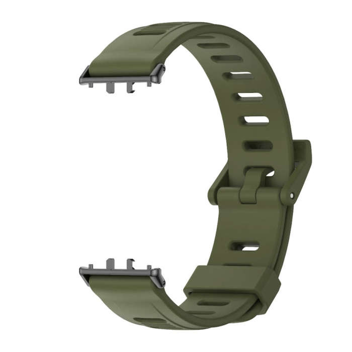 For Samsung Galaxy Fit 3 Mijobs Flat Hole Silicone Watch Band(Army Green+Black)