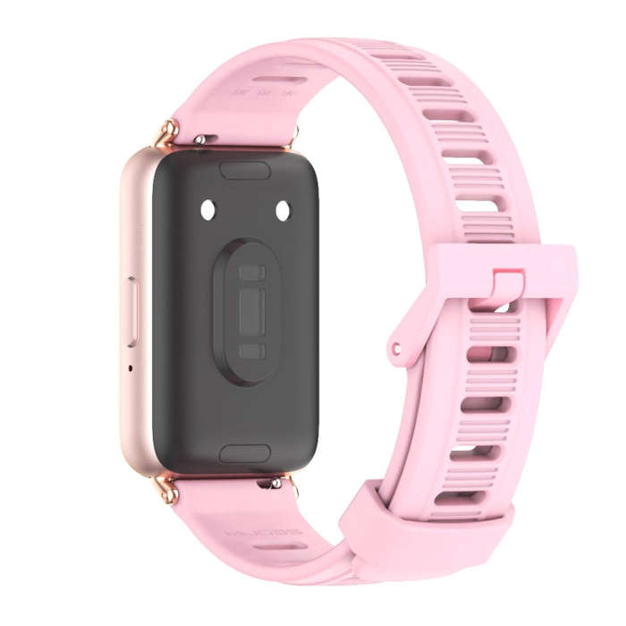 For Samsung Galaxy Fit 3 Mijobs Flat Hole Silicone Watch Band(Lotus Root Powder+Rose Gold)