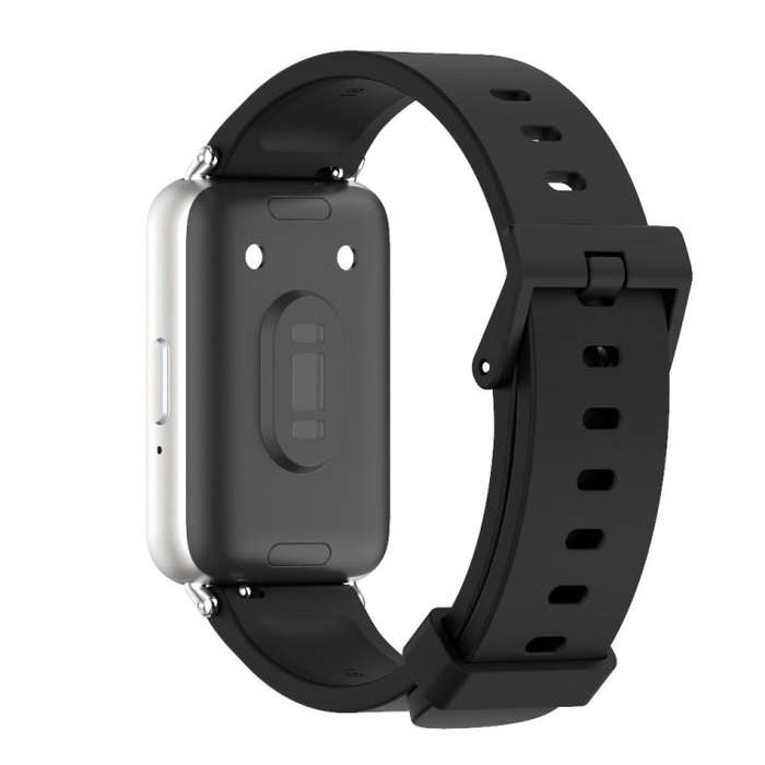 For Samsung Galaxy Fit 3 Mijobs Silicone Watch Band(Black+Silver)