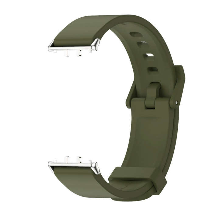For Samsung Galaxy Fit 3 Mijobs Silicone Watch Band(Army Green+Silver)