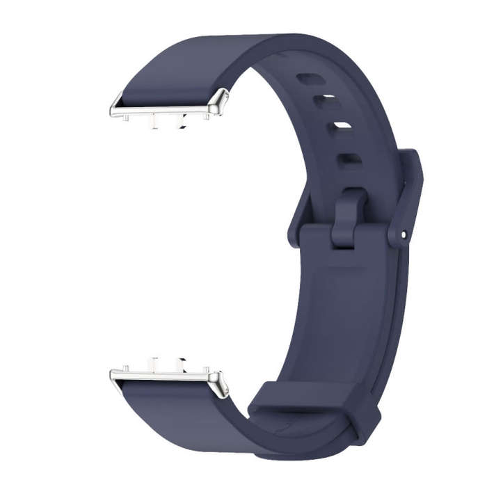 For Samsung Galaxy Fit 3 Mijobs Silicone Watch Band(Midnight Blue+Silver)